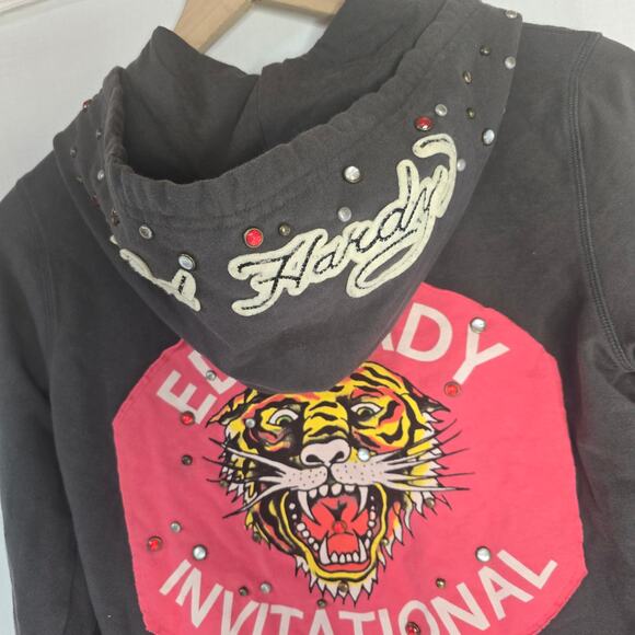 Vintage Ed Hardy by Christian Audigier Tiger International Full Zip Hoodie M - Picture 5 of 10